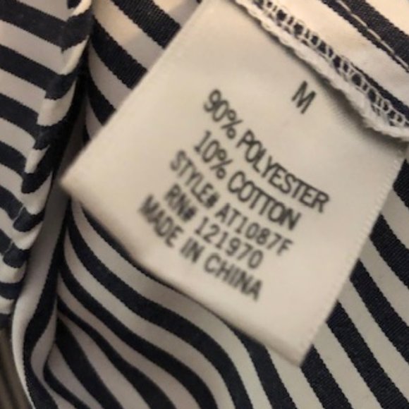 Sz M Francesca’s Blue Rain Red Embroidered Blue Striped Shirt - Picture 12 of 12